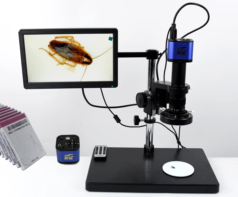 

1080P Industrial Microscope Camera HDMI USB Outputs with 200X C-mount Lens and 52 LED Light Microscopes
