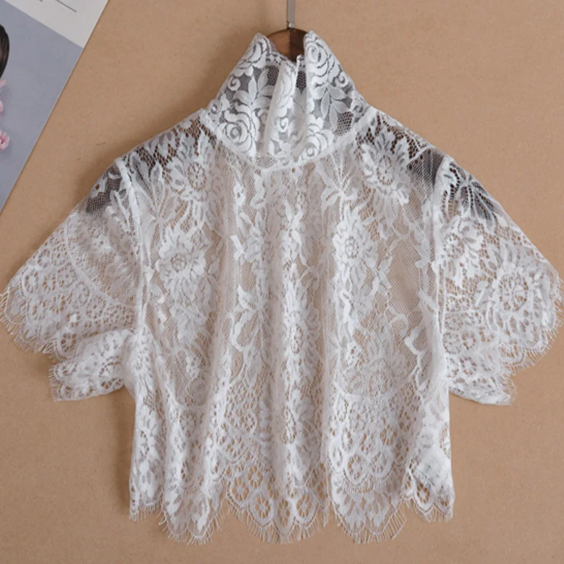 

Blouse fake collar wild bottoming Pullover Jumper inside Splice wooden ear collar High collar female summer wild Blouse Ladies