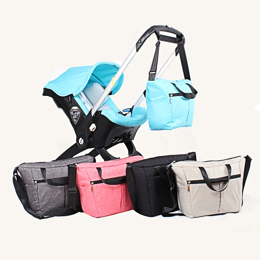 

New Redesign Diaper Bag Stroller Organizer With Changing Pad, Simple Solid Pattern, Waterproof