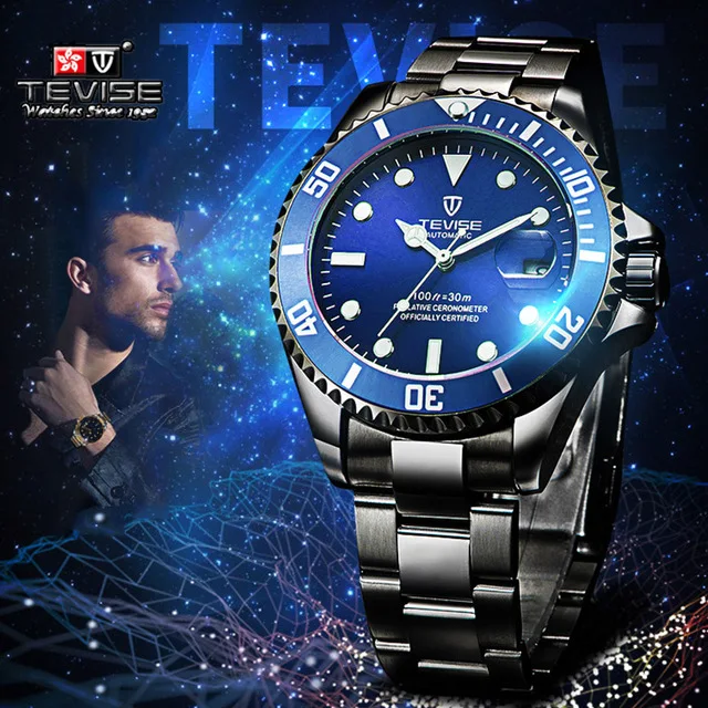 Tevise автоматические механические часы Для мужчин Relogio automatico masculino