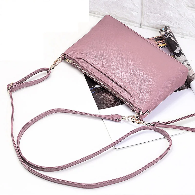 

Ms. new wave Korean version of the Joker laptop shoulder bag The first layer Ms. leather Messenger bag zipper leather handbag