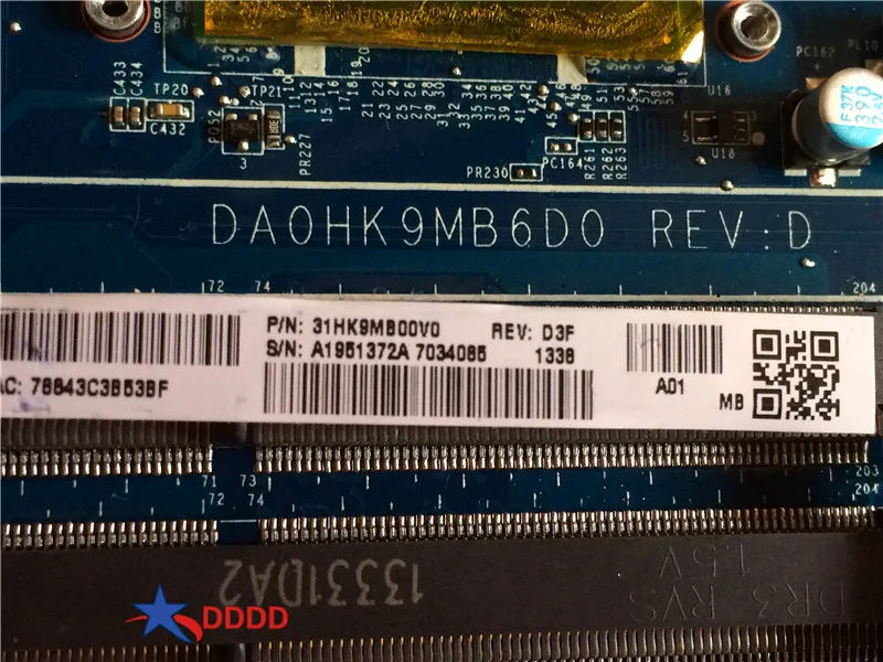 Finest  Original A1951372A FOR Sony SVF152 LAPTOP Motherboard with i3-3217U CPU fully tested