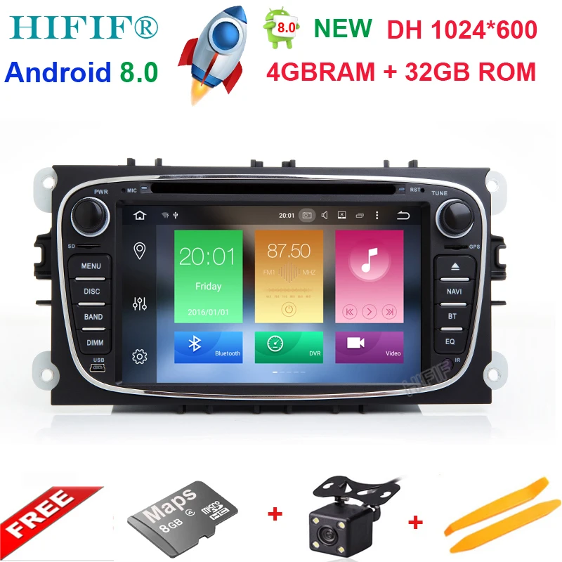 Flash Deal HIFIF Android 8.0 Octa Cores Car DVD Player For FORD/Focus/S-MAX/Mondeo/C-MAX/Galaxy 2 Din 7 Inch 3G/4G Wifi 32G ROM GPS Radio 0