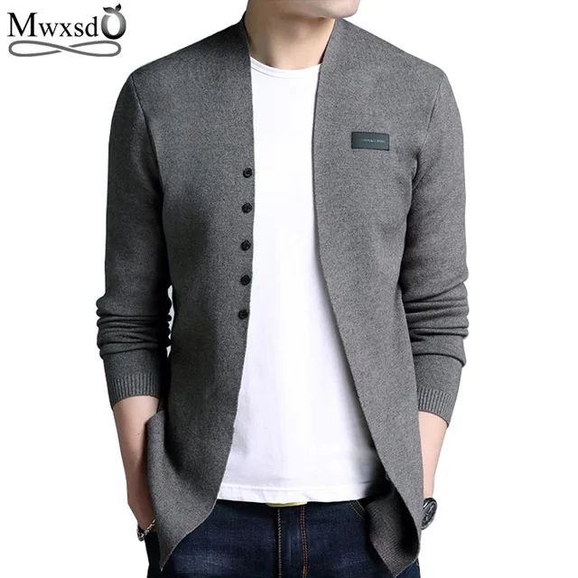 Mwxsd бренд 2017 Лидер продаж средней длиной длина мужские Однотонный свитер кардиган Тренчи для женщин мужской Повседневное осень чистый цвет свитер
