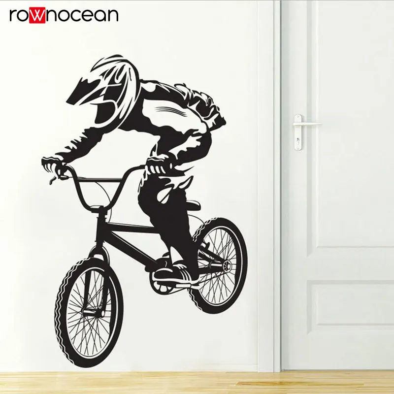 Us 7 51 30 Off Sepeda Pengendara Sepeda Bmx Gaya Bebas Hobi Vinyl Stiker Dinding Dekorasi Rumah Untuk Anak Laki Laki Kamar Removable Seni Decal