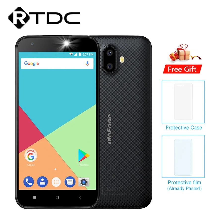 Ulefone S7 Pro две тыловые камеры Android 7 0 MTK6580 четыре ядра 5 дюймов HD 13 МП 2 Гб ram 16 ГБ rom 2500