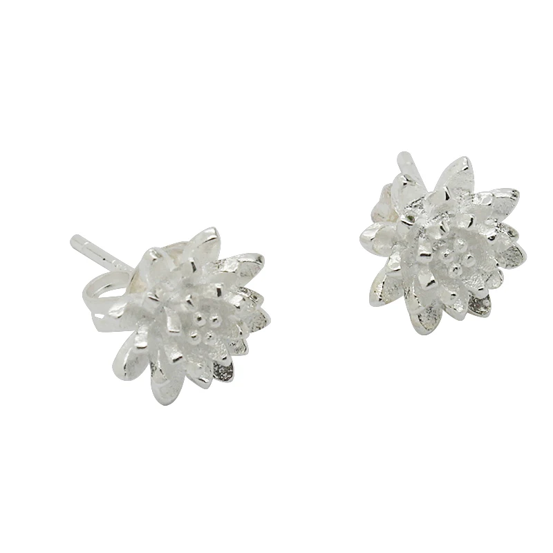 

1 Pair of Newest Fashion Women Silver Plated Lotus Flower Ear Studs Earrings Jewelry 2016 New