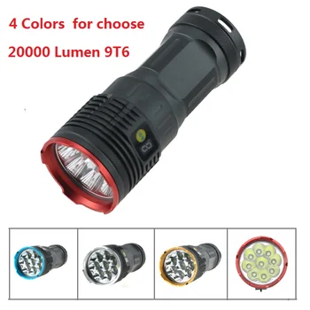 

WBS 20000 Lumen 9T6 LCD Display Tactical Led Flashlight 9x Cree XM-L T6 Led Lantern Lamp Torch For Hunting Working 4 Switch Mode