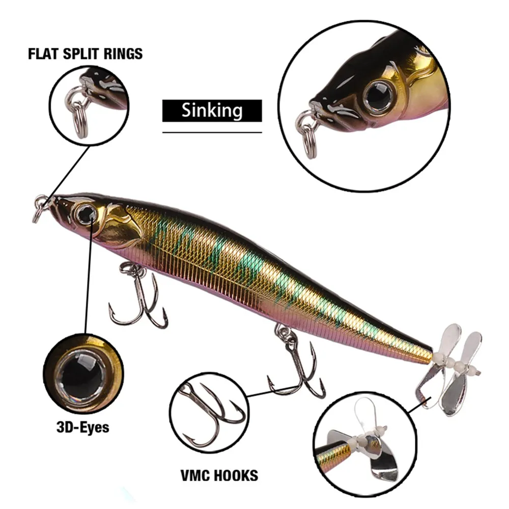 TAF A+ популярная модель карандаша, 11 см, 14,1 г, рыболовная приманка, оснащенная пропеллером, качественная профессиональная розничная приманка, крючок VMC, плавающая приманка