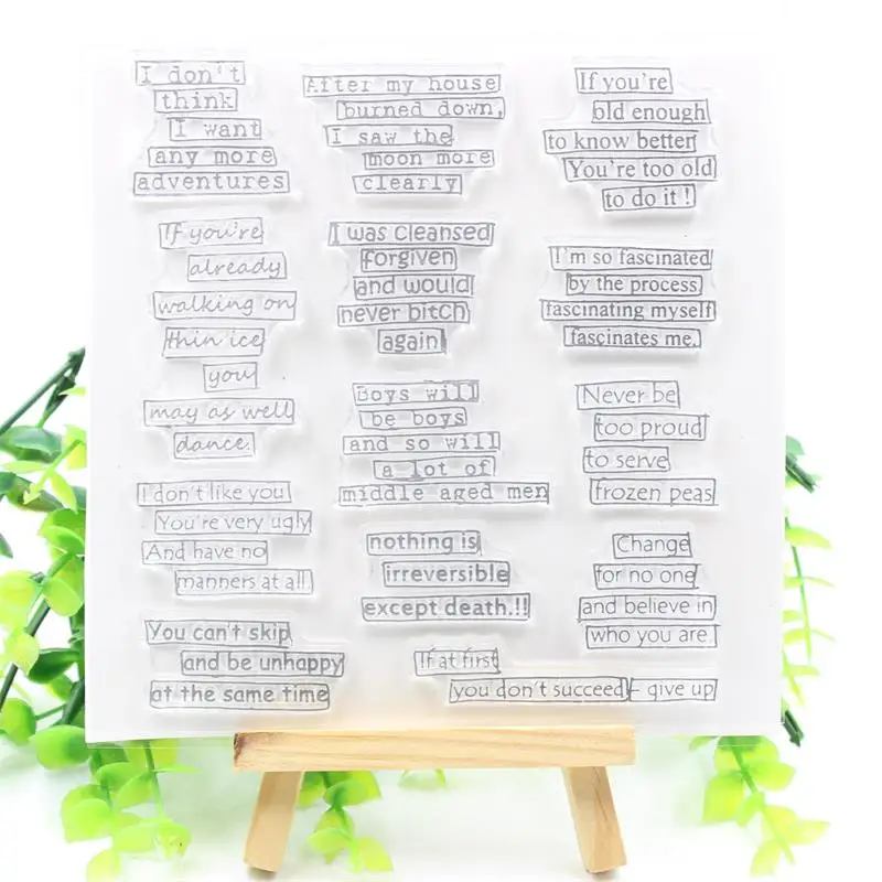 

KSCRAFT Short Sentence Transparent Clear Silicone Stamps for DIY Scrapbooking/Card Making/Kids Fun Decoration Supplies 384