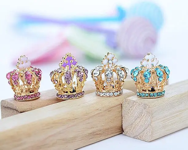 Crystal Rhinestones Crown dust plug for cell phone earphone plug fashion phone accessories Cellphone Charms