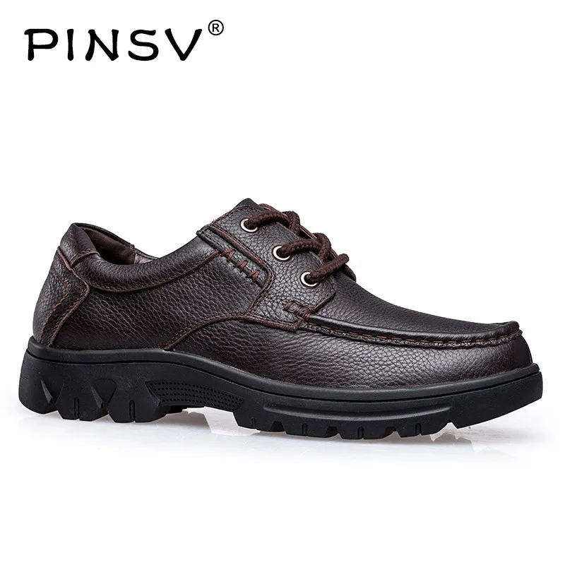 

PINSV Shoes Men Casual Man Flats High Quality leather Genuine Mens Shoes Male Genuine Leather Shoes Large Sizes 37-49