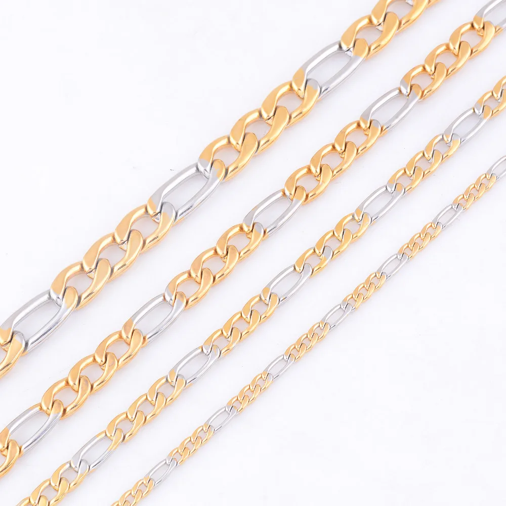 Золотые серебряные Фигаро цепи 316L из нержавеющей стали ожерелья Модные мужские и женские звенья цепи ювелирные изделия необычные рождественские подарки