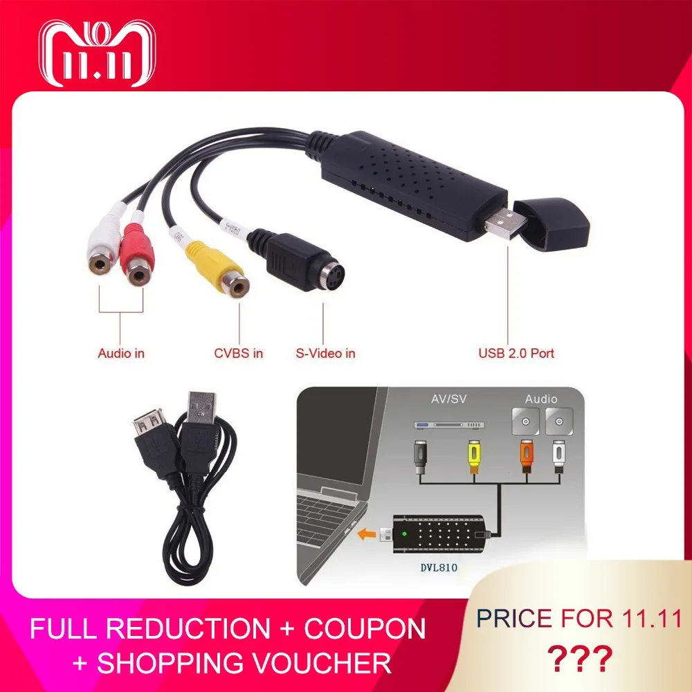 

USB 2.0 Video Audio Capture Card Converter PC Adapter VHS to DVD Converter Digital Video Grabber Devices For Windows Mac iMac PC