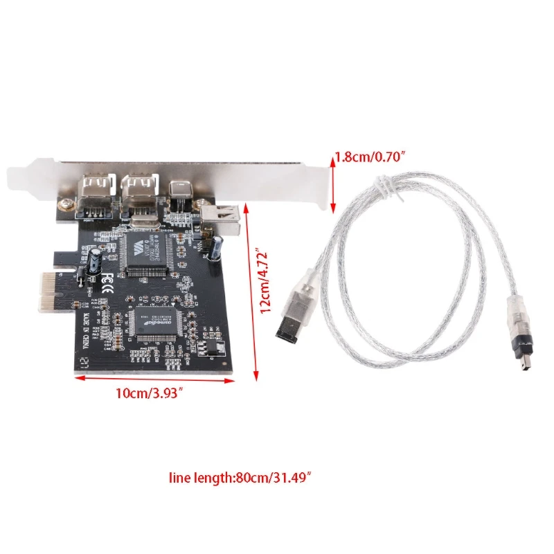 PCI-e 1X IEEE 1394A 4 порта(3+ 1) адаптер карты Firewire 6-4 Pin кабель для настольного ПК