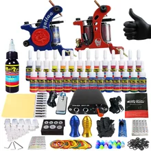 Полный профессиональный набор для тату-машинки, набор для подводки, шейдера, татуировки, 2 машинки, набор, набор для питания, иглы, набор наконечников