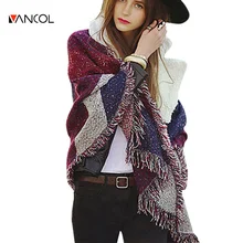 2015 New Arrival Fall Fashion 190X65CM Luxury Designer Brand Vintage Oversized Thick Warm Tassels Winter Black