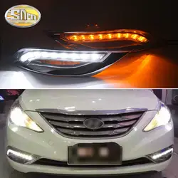 Для hyundai Sonata YF 2011 2012 2013 2014 отложным воротником желтый сигнал функция 12 В в автомобиля DRL лампы светодио дный водостойкие светодиодные