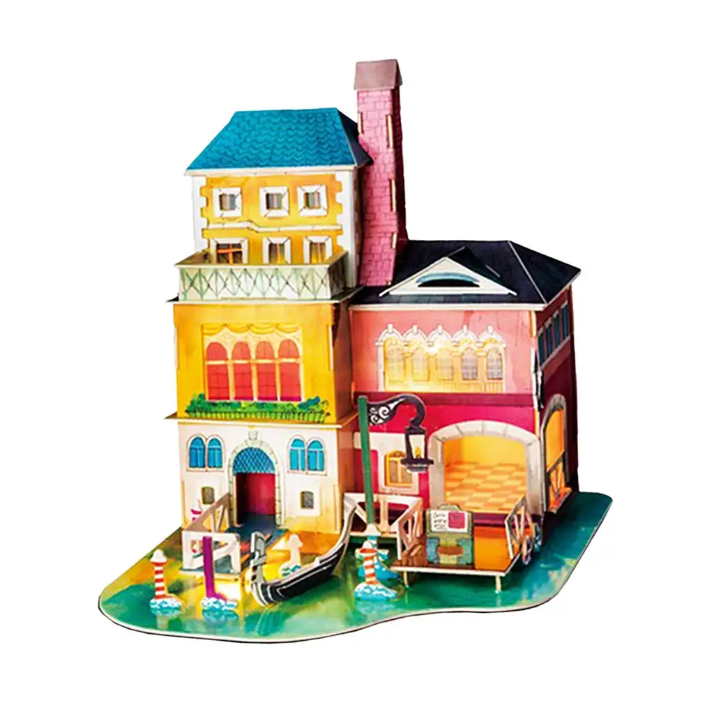 

1:24 Wooden Miniature Dollhouse DIY Assembly Doll House Villa Model Decoration Educational Toys Birthday Gift for Children Kids