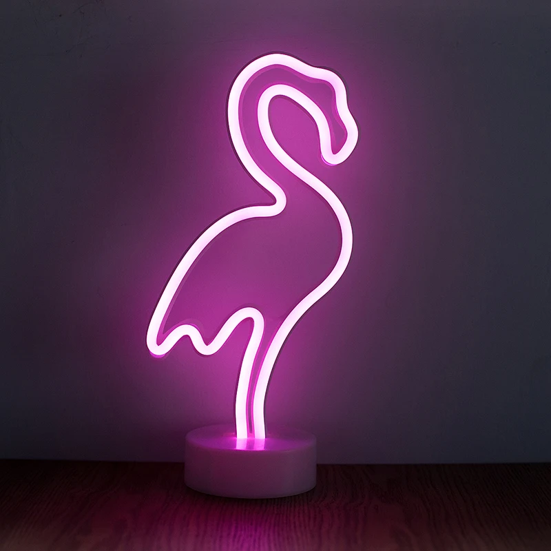  ROPIO LED Neon Abajur Night Light Table Night Lamp Flamingo Angel Heart Battery Operated for Home W - 32861243180