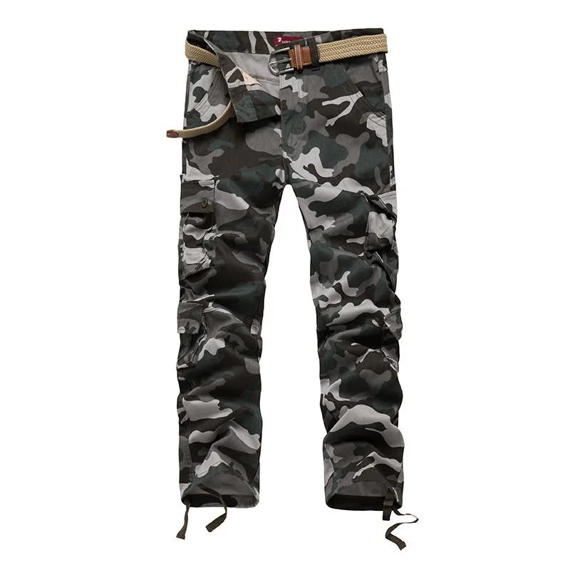 

Mens Straight Camouflage Cargo Pants Military Casual Loose Army Pants Brand Washed Trousers Pantalones Hombre 100% Cotton