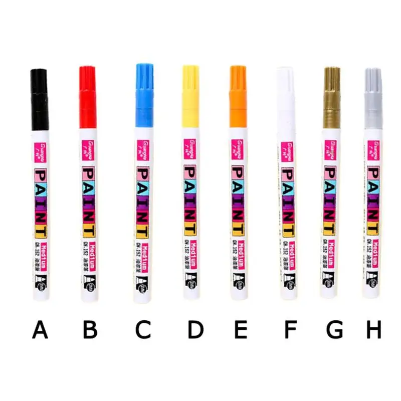 

12 Colors 2.2-2.8mm Paint Pen Diy Album Black Card Pen Graffiti Sign In Ceramic Craft Metal Oil Marker Pen Writing Stationery