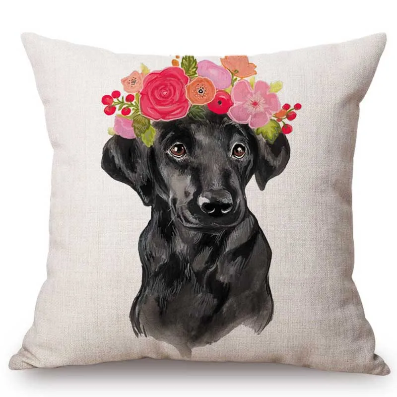18'' Animal Puppy Dog Throw Pillow Case Sofa Waist Cushion Cover Home Decor 