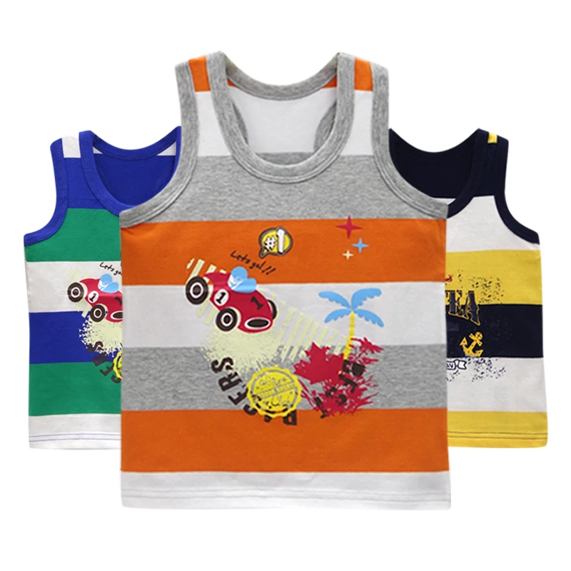 

2019 Summer Cotton Baby Sleeveless tank tops For Girls 3pcs/lot Printed Tee Kids Vest Toddler Clothing boys fashion clothes