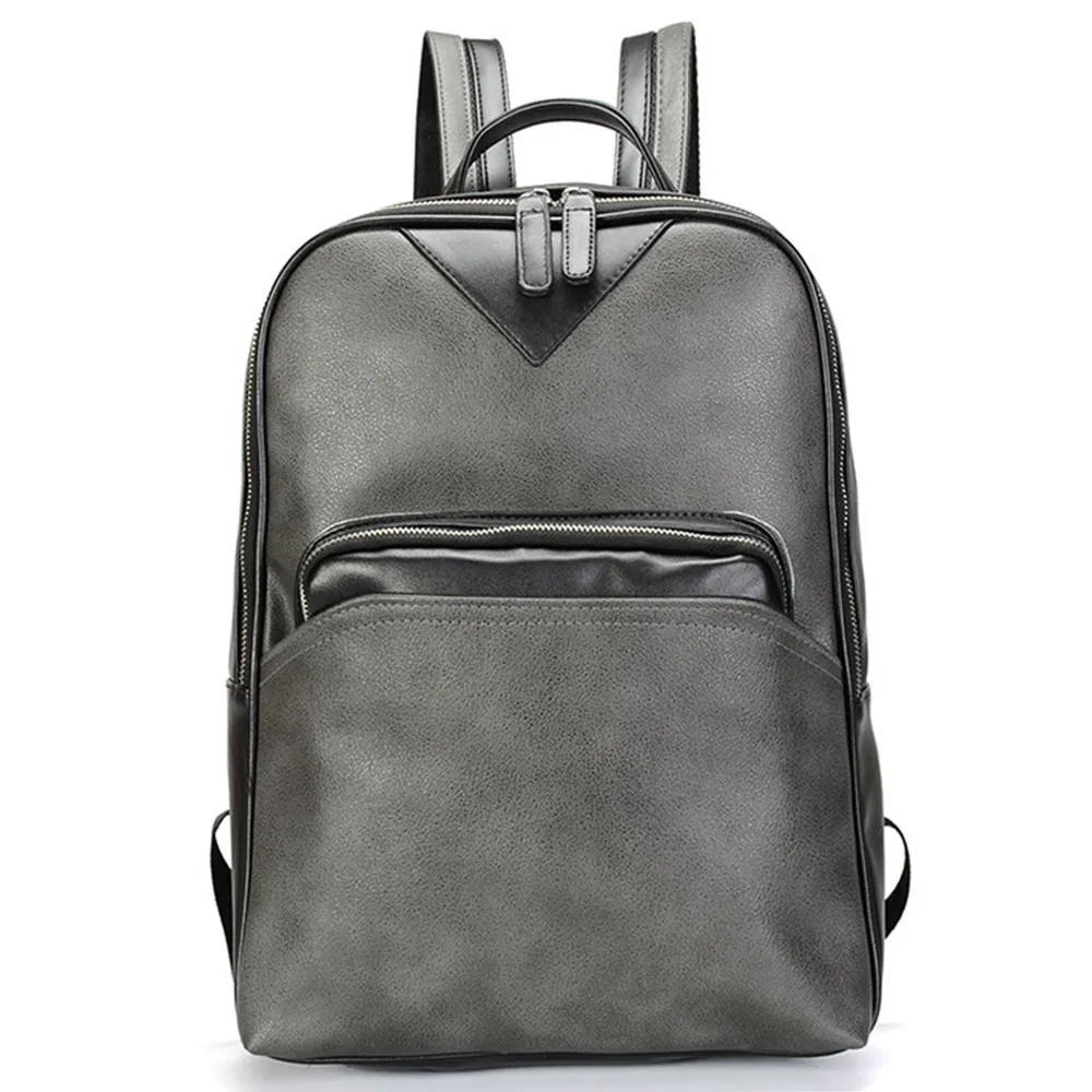 2018 Men Business Casual Backpacks for School Travel Bag Black PU