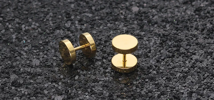 50pcs Barbell Earrings Round Cheater Surgical Steel Black Fake Ear Plug Studs Body Jewelry 3mm 4mm 5mm 6mm 8mm 10mm