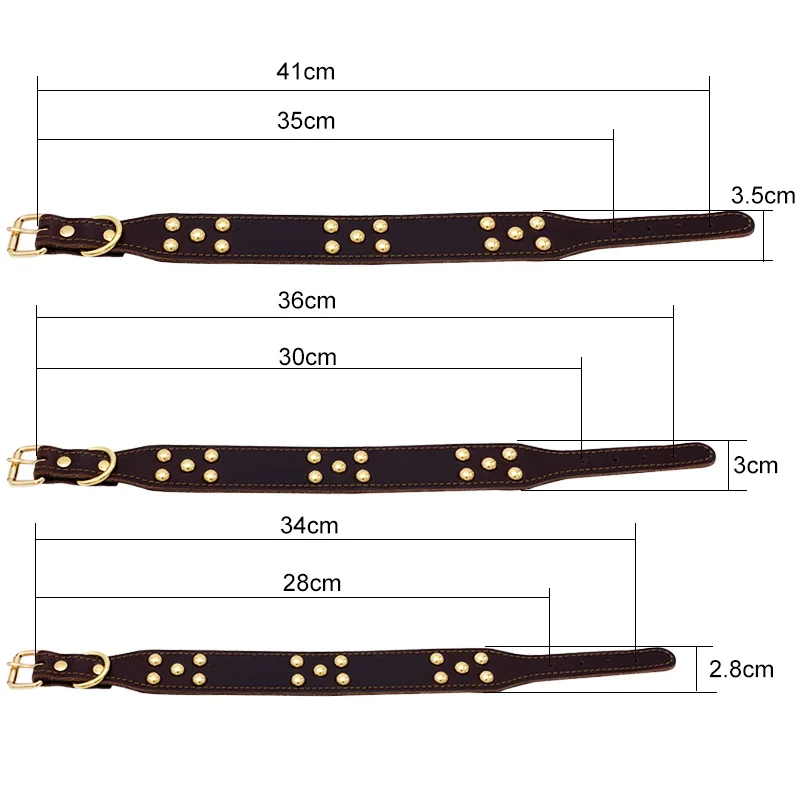 1,1-1,4 дюймов ошейник для собак из натуральной кожи, поводок с заклепками, Шипованный ошейник для щенков, большой ошейник для щенков из лабрадора, Хаски, питбуля, ошейник для больших собак