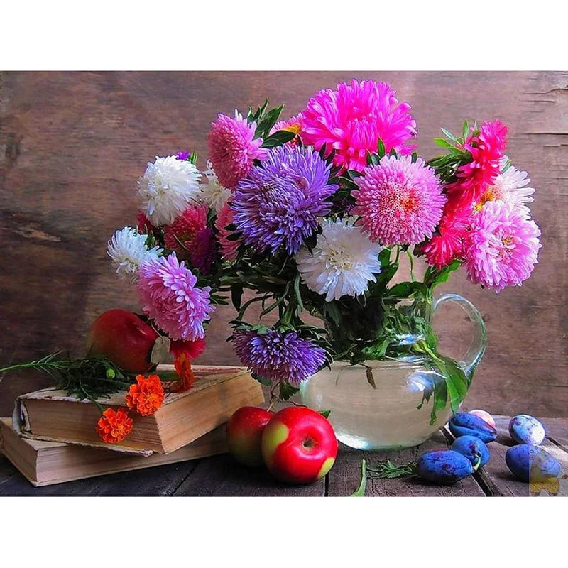 beautiful Color daisy flower vase Cross Stitch Full diamond mosaic Needlework 5D diy Diamond painting Home decor