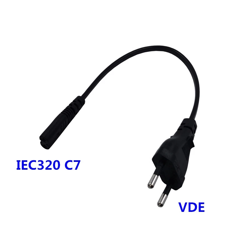 

The European EU VDE 2PIN Plug To IEC 60320 C7 Cord Short Digital products Portable Power Cable 20cm