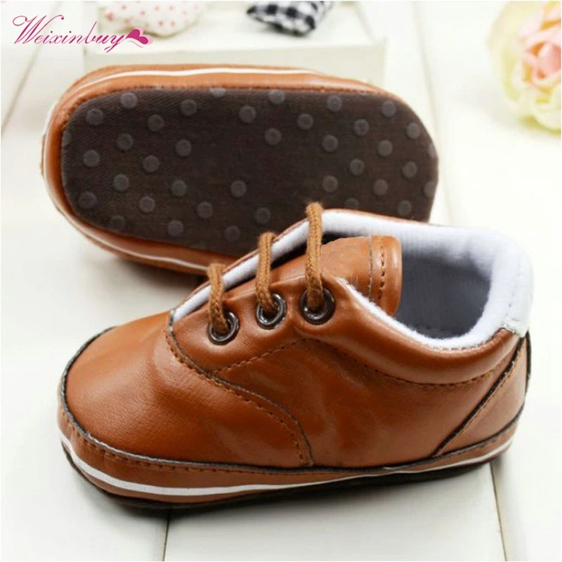 Baby Shoes Boys Solid Soft Sole First Walker PU Leather Infant Toddler Shoes