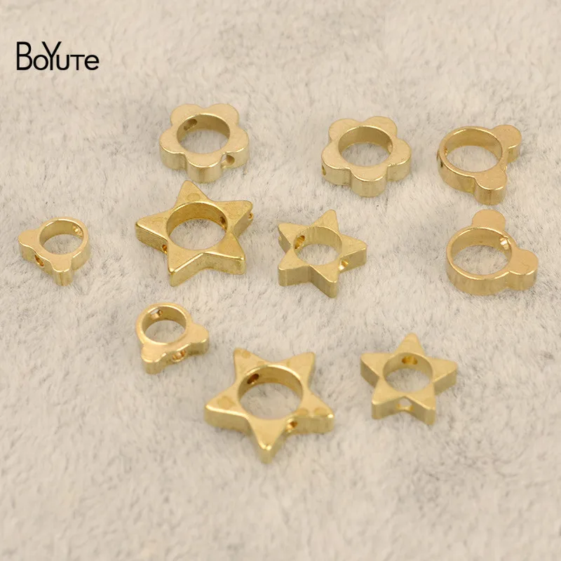 BoYuTe 100Pcs Metal Brass Star Flower Cat Shape Spacer Beads Diy Hand Made Jewelry Accessories Wholesale (3)