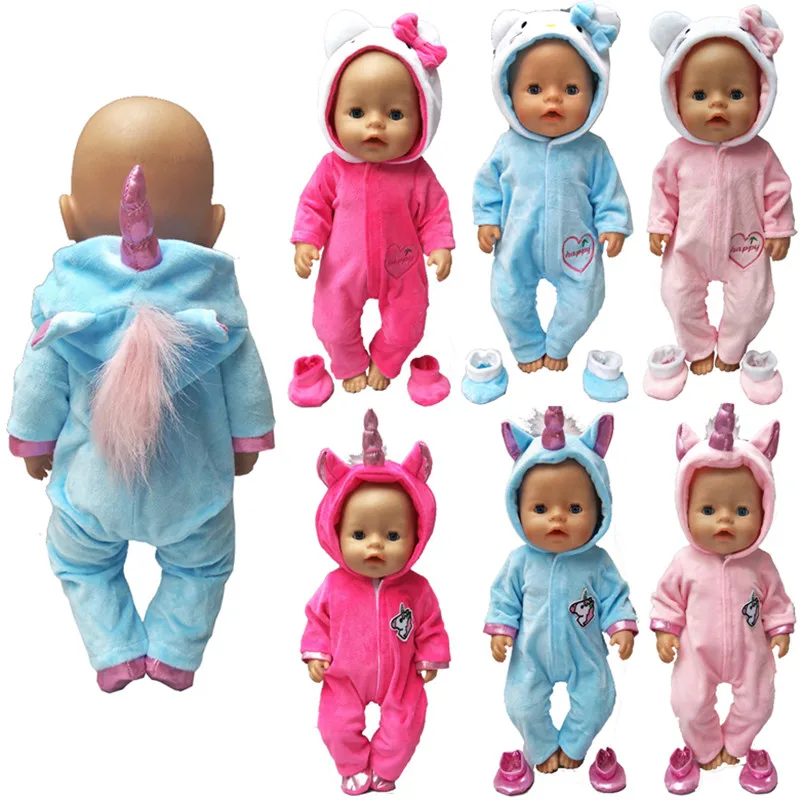 

Fit 18 inch 43cm Doll Clothes Born Baby Unicorn Kitten and Pony Doll Clothes Suit For Baby Birthday Festival Gift