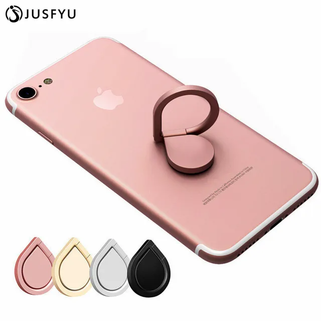 Cheap JUSFYU Water Droplet Phone Ring Universal 360 Degree Finger Mobile Phone Metal Stand Holder For Apple iPhone Samsung Xiaomi