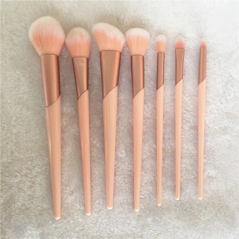 7pcs Rose Gold Handle Makeup Brushes Set Foundation Powder Blush Eye Shadow Lip Brushes Face Beauty Makeup Tools Kit with Case