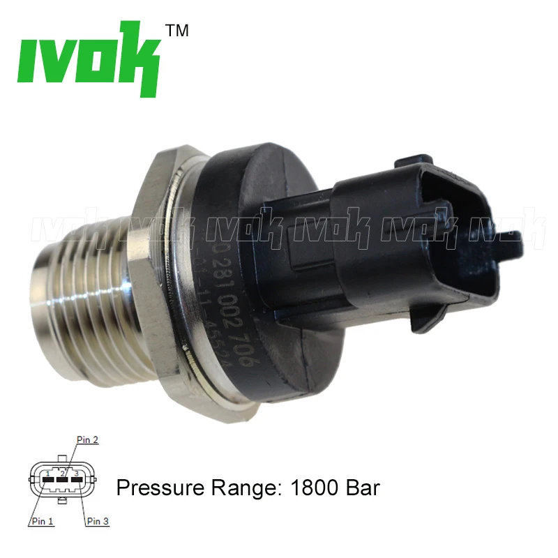 Best Promotion 1800Bar Fuel Rail Pressure Sensor 0281002706 0281002903 0281002937 For CUMMINS VOLVO IVECO MAN font
