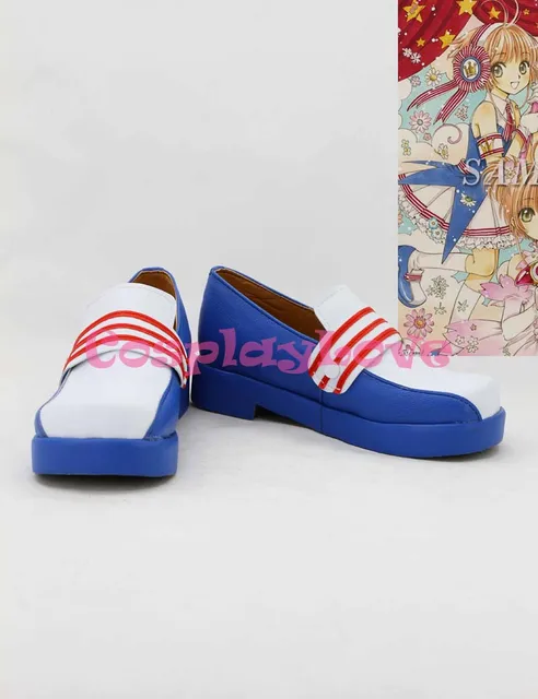 SAKURA KINOMOTO Cosplay Shoes Boots Custom Made white&blue SAKURA KINOMOTO Cosplay Shoes Boots Custom Made white&blue
