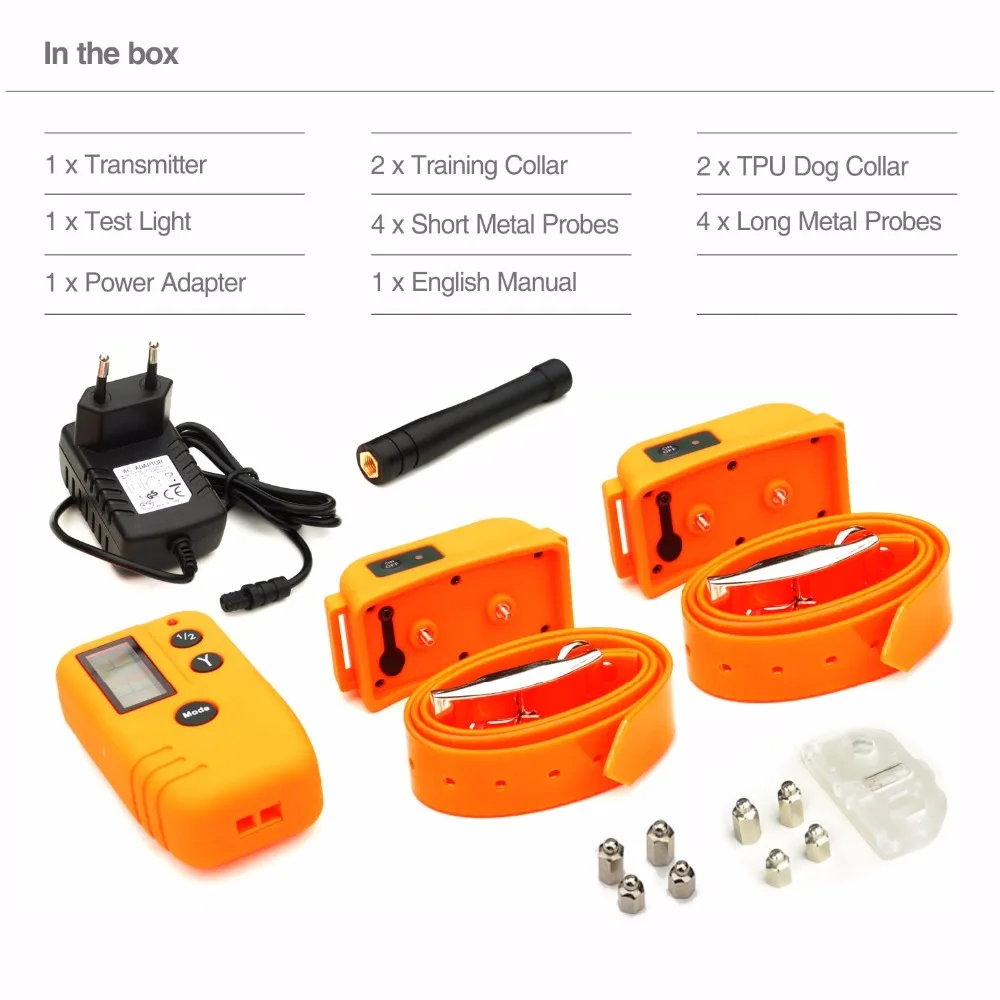 Dog electronic shock rechargeable waterproof dog training collar 500M remote bark control collar dog stop barking pet shock Dog electronic shock rechargeable waterproof dog training collar 500M remote bark control collar dog stop barking pet shock