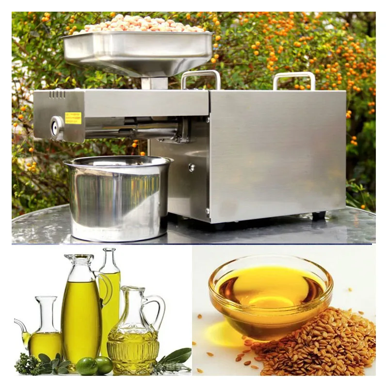 

Free shipping 220v or 110v NEW Automatic Stainless Steel Small Home Oil Press Machine Cold Hot press for peanut,coconut