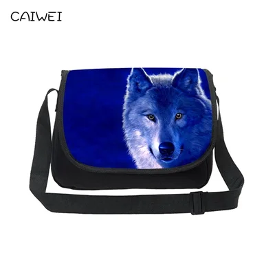 Большие холщовые сумки-мессенджеры, крутые мужские сумки через плечо с изображением волка, Подростковая школьная сумка на плечо для ноутбука, Повседневная дорожная сумка - Цвет: K273