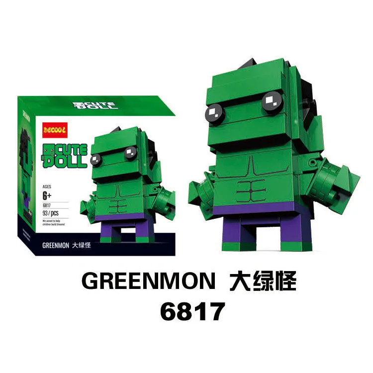 Новинка Brickheadz фигурки супер герой DC Лига Справедливости brick Heads Железный человек паук Строительные блоки детские игрушки - Цвет: 17GREENMON