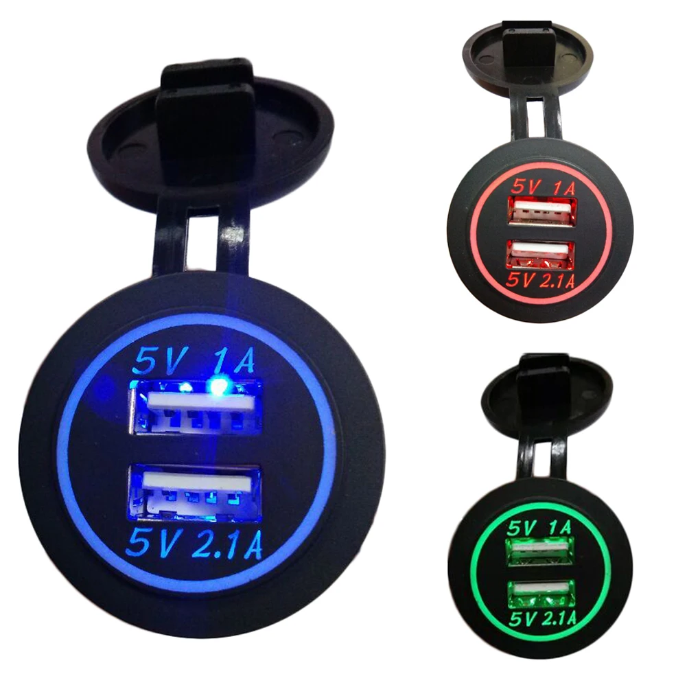 Waterproof Car Charger 12V 24V Universal Dual USB Car Cigarette Lighter