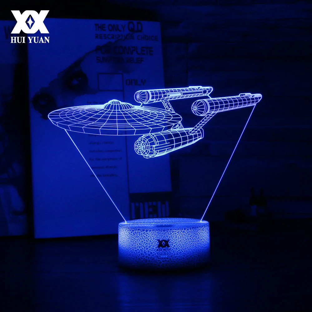 

Star Trek Enterprise Spaceship 3D Lamp LED 7 Color Light Base Cool Night Light USB Decorative Table Lamp Child's Surprise Gift