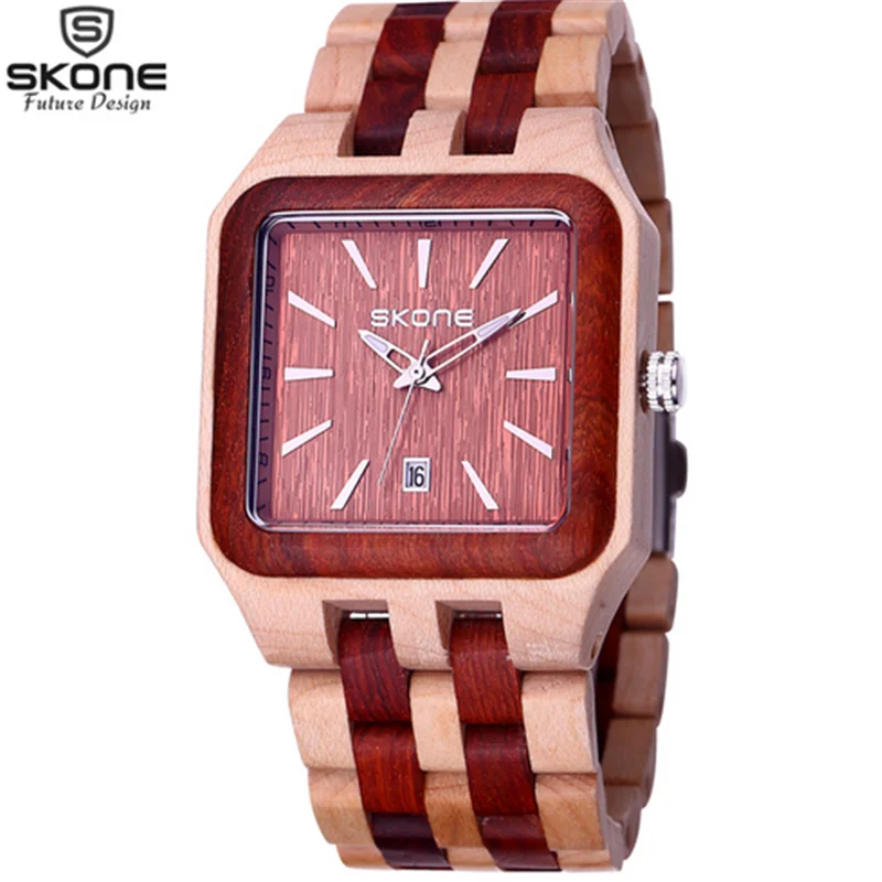 

SKONE Mens Watches Top Brand Luxury Male Business Wood Dress Quartz Watch Waterproof Date Fashion Wrist Watch relogio masculino