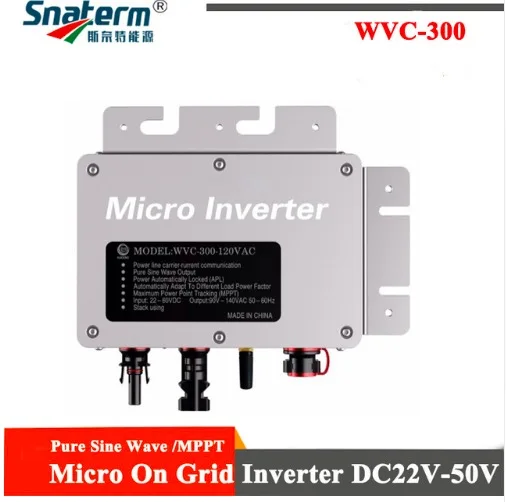 

Promotion!!WVC 300W MPPT Micro Solar Inverter 22-50V DC Input pure sine wave power inverter Output 110/230V AC grid tie inverter