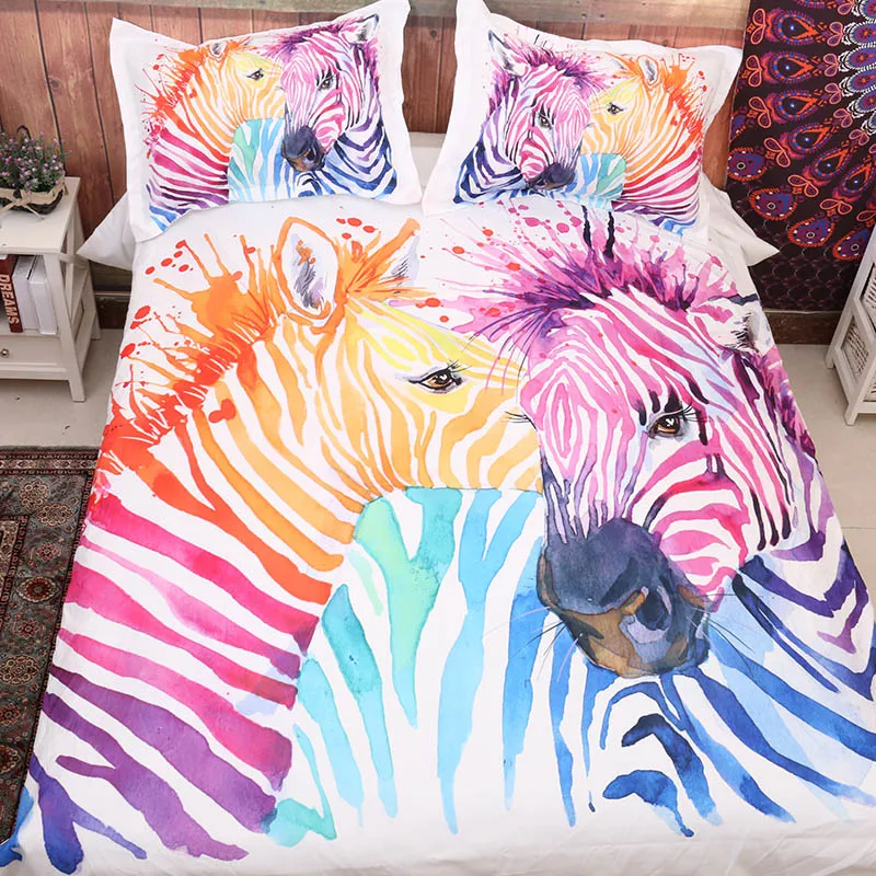 

3pcs/lot Horse Printed Queen Comforter Sets Bedding King Twin Size Luxury 3d Bed Cover Set Duvet Cover Sheets Set Home Textiles