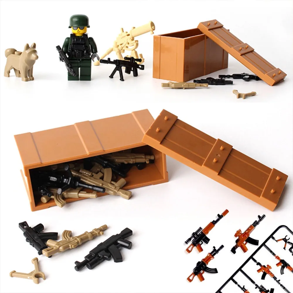 

Military Swat Team Guns Weapon Pack Building Blocks City Police Soldiers Figure WW2 LegoINGly Military Army Builder Series Toys
